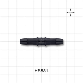 Straight Connector, Barbed, Black, 100/Bag - Fits 1/4 inch ID Tubing (0.25 inch, 6.35 mm) - HS831
