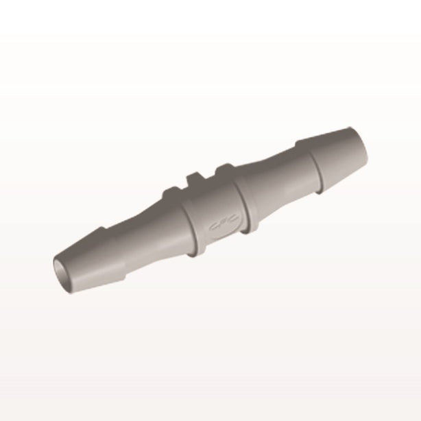 Straight Connector, Barbed, Natural, 100/Bag - Fits 1/4 inch ID Tubing (0.25 inch, 6.35 mm) - HS8