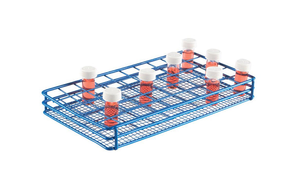 Heathrow Scientific Epoxy Coated Test HS120086 HDPE-Coated Wire Tube Rack, 25mm Well Dia., 50-Well, 5 x 10 Array, Blue - MDL-HSFHS120086 - 1 Each