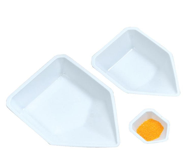 Heathrow Scientific and Regular Antistatic Weigh Dishes: Antistatic Pour-Boat Weighing Dish, Small, White - HS120225 - 500 Each