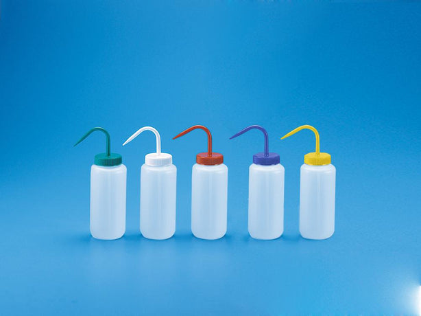 Heathrow Scientific HS120249 Color-Coded Wide-Mouth Wash Bottle, 500mL, Clear / Blue - MDL-HSFHS120249 - 6 Each