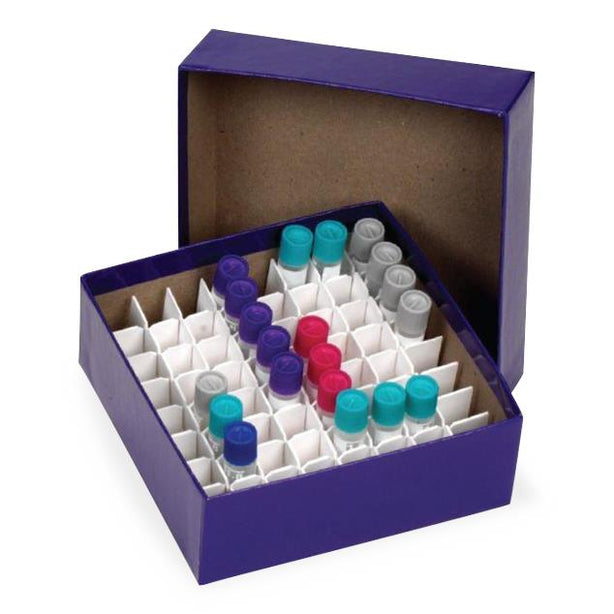 Heathrow Scientific Cardboard Partitions HS2860A Cryogenic Vial Box with Lid, White, 1.5 mL and 2 mL, 2" - MDL-HSFHS2860A - 12 Each