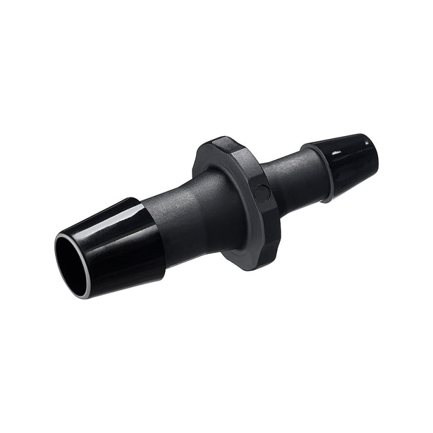 Straight Connector, Reducer, Barbed, Black, 100/Bag - Fits 3/8 inch x 1/4 inch ID Tubing (0.375 inch x 0.25 inch, 9.53 mm x 6.35 mm) - HSR12831