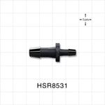 Straight Connector, Reducer, Barbed, Black, 100/Bag - Fits 1/4 inch ID Tubing x 5/32 inch ID Tubing (0.25 inch x 0.156 inch, 6.35 mm x 3.97 mm) - HSR8531