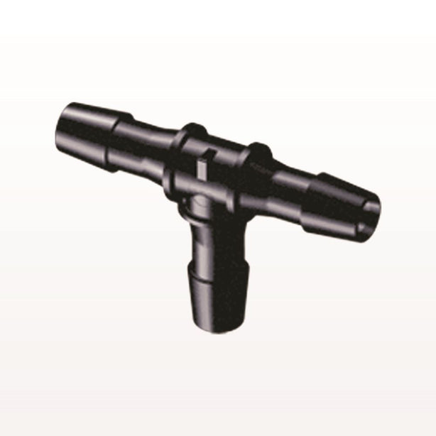 T Connector, Barbed, Black, 100/Bag - Fits 3/8 inch ID Tubing (0.375 inch, 9.53 mm) - HT1231