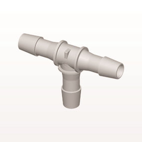 T Connector, Barbed, Natural, 100/Bag - Fits 3/8 inch ID Tubing (0.375 inch, 9.53 mm) - HT12