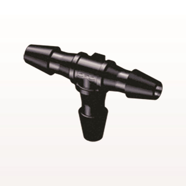 T Connector, Barbed, Black, 100/Bag - Fits 1/16 inch ID Tubing (0.063 inch, 1.59 mm) - HT231