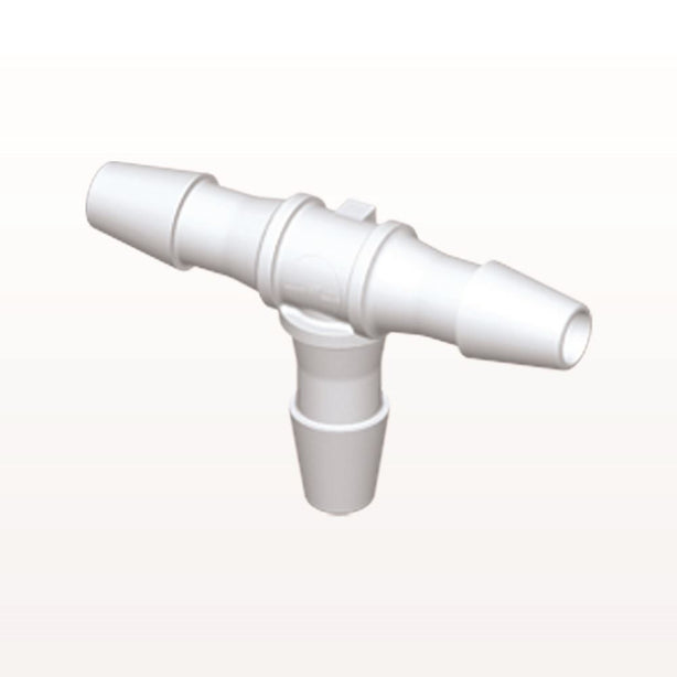 T Connector, Barbed, White, 100/Bag - Fits 1/8 inch ID Tubing (0.125 inch, 3.18 mm) - HT430