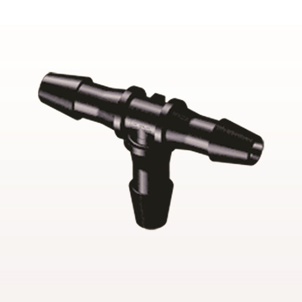T Connector, Barbed, Black, 100/Bag - Fits 5/32 inch ID Tubing (0.156 inch, 3.97 mm) - HT531