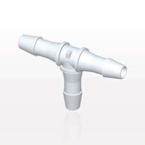 T Connector, Barbed, White, 100/Bag - Fits 1/4 inch ID Tubing (0.25 inch, 6.35 mm) - HT830
