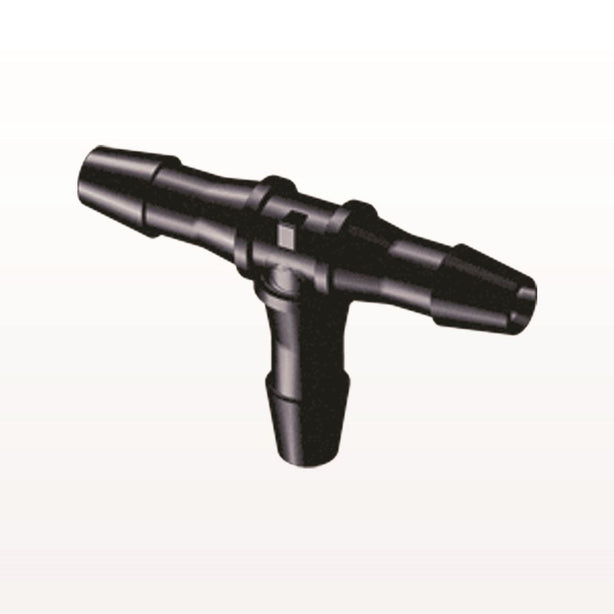 T Connector, Barbed, Black, 100/Bag - Fits 1/4 inch ID Tubing (0.25 inch, 6.35 mm) - HT831