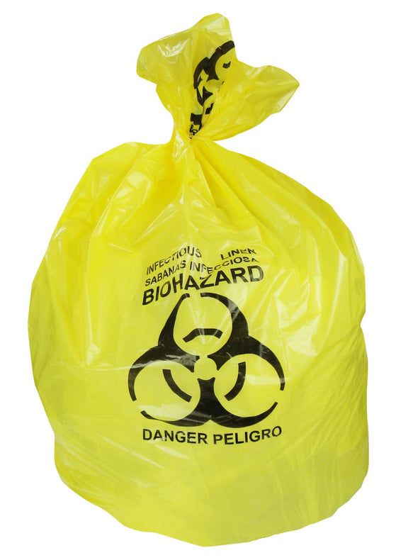 Heritage Bag A6043PY Printed Biohazard Yellow Healthcare Liner, 1.3 mil, 20-30 gal. - MDL-HTBA6043PY - 200 Each