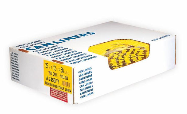 Heritage Bag Z8048XY Printed High-Density Yellow Biohazard Liners, 40" x 48", 40-gal., 17 Micrometres - P01 - 250 Each