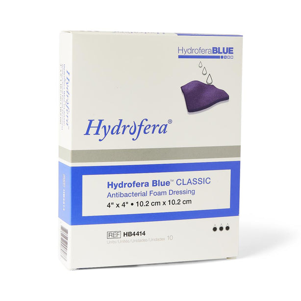 Hydrofera Blue Classic Antibacterial Standard Wound Dressing, 4" x 4" (10 cm x 10 cm) - HB4414 - 10 Each