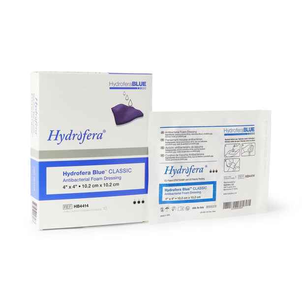 Hydrofera Blue Classic Antibacterial Standard Wound Dressing, 4" x 4" (10 cm x 10 cm) - HB4414 - 10 Each