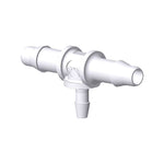 T Connector, Reducer, Barbed, White, 100/Bag - Fits 7/32 inch ID Tubing (0.219 inch, 5.55 mm); Fits 1/8 inch ID Tubing (0.125 inch, 3.18 mm) - HTR7430