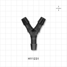 Y Connector, Barbed, Black, 100/Bag - Fits 3/8 inch ID Tubing (0.375 inch, 9.53 mm) - HY1231