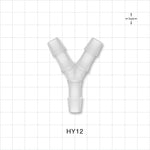 Y Connector, Barbed, Natural, 100/Bag - Fits 3/8 inch ID Tubing (0.375 inch, 9.53 mm) - HY12