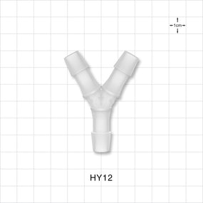 Y Connector, Barbed, Natural, 100/Bag - Fits 3/8 inch ID Tubing (0.375 inch, 9.53 mm) - HY12