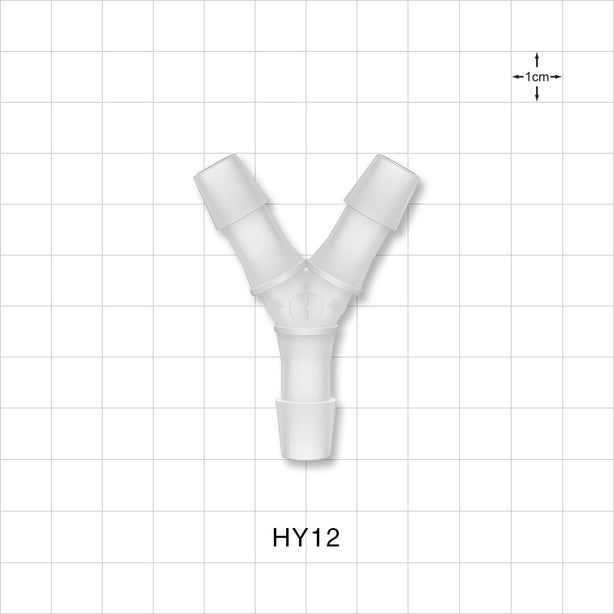Y Connector, Barbed, Natural, 100/Bag - Fits 3/8 inch ID Tubing (0.375 inch, 9.53 mm) - HY12