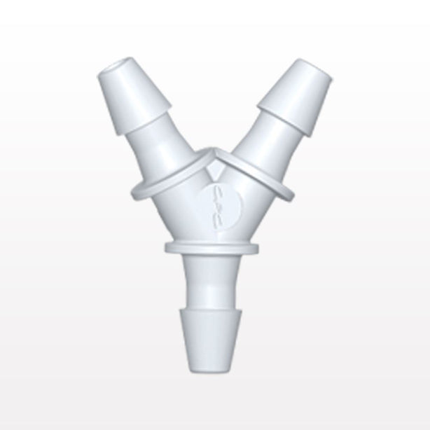 Y Connector, Barbed, White, 100/Bag - Fits 1/16 inch ID Tubing (0.063 inch, 1.59 mm) - HY230