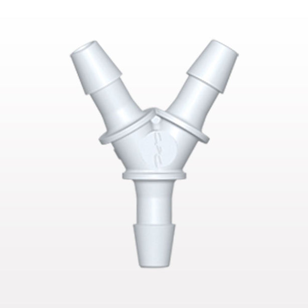Y Connector, Barbed, White, 100/Bag - Fits 3/32 inch ID Tubing (0.094 inch, 2.38 mm) - HY330