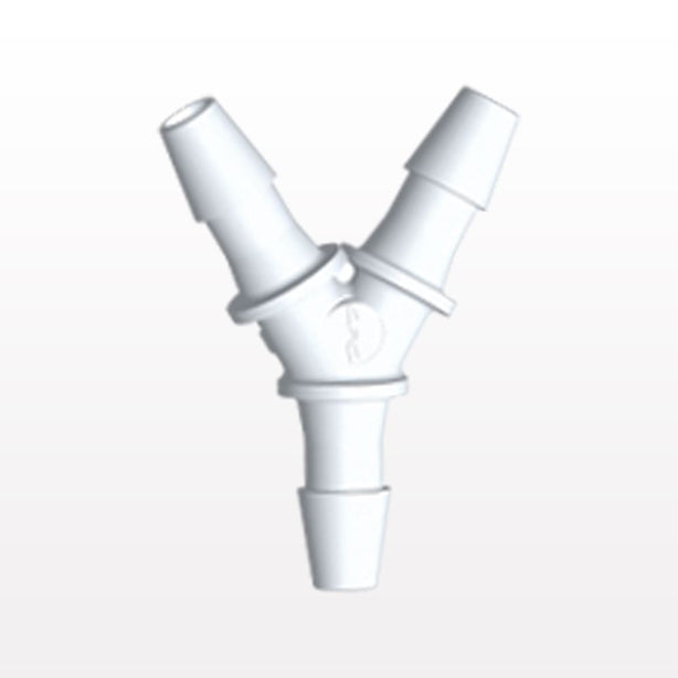 Y Connector, Barbed, White, 100/Bag - Fits 1/8 inch ID Tubing (0.125 inch, 3.18 mm) - HY430