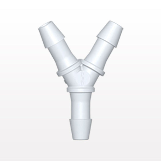 Y Connector, Barbed, White, 100/Bag - Fits 3/16 inch ID Tubing (0.188 inch, 4.76 mm) - HY630