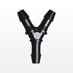 Y Connector, Barbed, Black, 100/Bag - Fits 3/16 inch ID Tubing (0.188 inch, 4.76 mm) - HY631