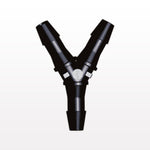 Y Connector, Barbed, Black, 100/Bag - Fits 1/4 inch ID Tubing (0.25 inch, 6.35 mm) - HY831
