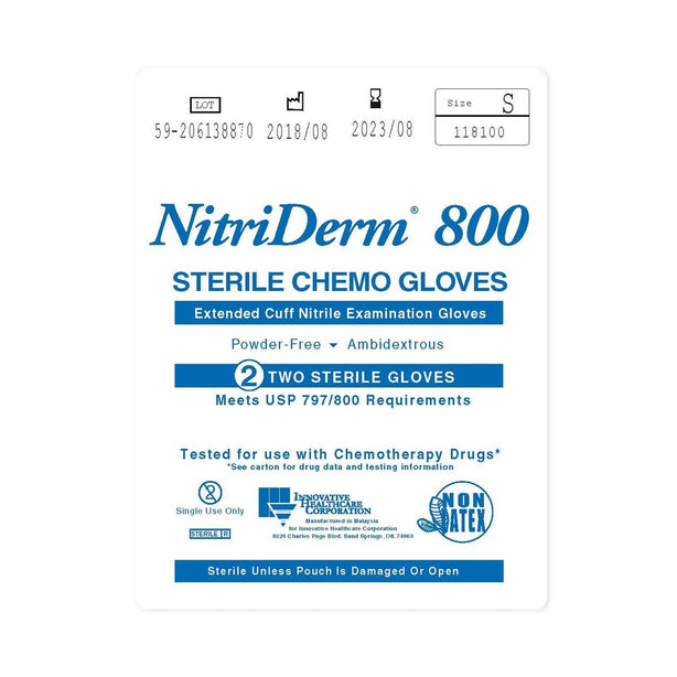 INNOVATIVE HEALTHCARE CORPORATION NitriDerm 800 Nitrile Chemo Exam Gloves 118100 200 Pair - MDL-IHC118100