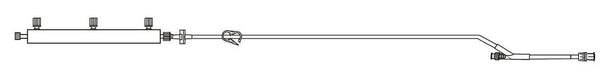 43" IV Extension Set with 8 mL Priming Volume, Pinch Clamp, 3-Port Manifold, SmartSite Needle-Free Valve and 2-Piece Male Luer Lock, Specialty 2-Way Stopcock - 20519E - 50 Each