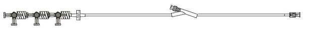 34" IV Extension Set with 5 mL Priming Volume, 3-Gang 4-Way Stopcock, SmartSite Needle-Free Valve and Spin Male Luer Lock, Specialty 2-Way Manifold - 25208E - 50 Each