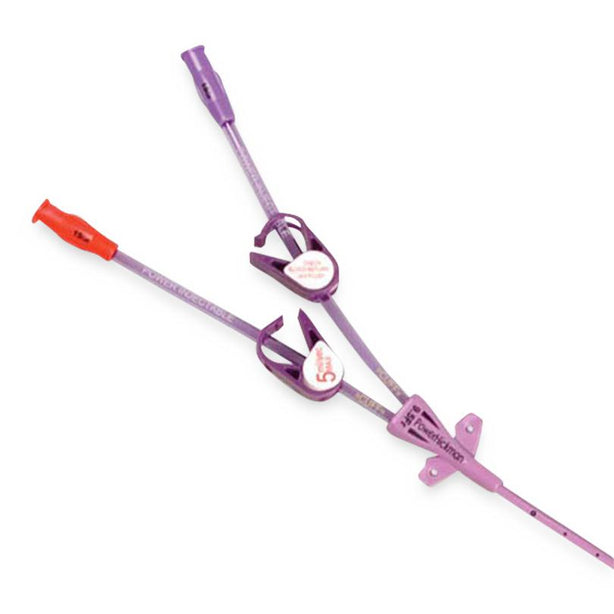 C.R. Bard POWERHICKMAN Central Venous Dual-Lumen 9.5 Fr 15G Intermediate Catheter Tray with 1.3 mL Priming Volume - 0805910 - 5 Each