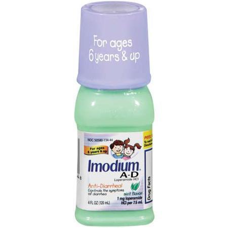 Johnson Antidiarrheal Liquid Imodium A-D Anti-Diarrheal Oral Solution for Kids, Mint, 4 oz. Bottle - 013444 - 36 Each