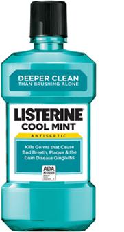 Johnson with Alcohol Listerine Antiseptic Mouthwash, Cool Mint, 95 mL - 42795 - 24 Each