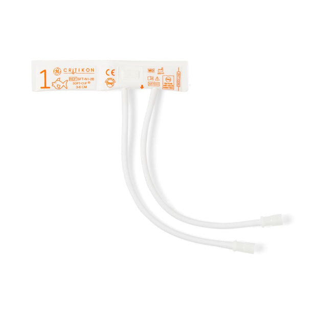 Ge Soft-Cuf Blood Pressure Cuff with 2-Tube Neo-Snap Connector, Orange, Neonatal 1 - SFT-N1-2B - 20 Each