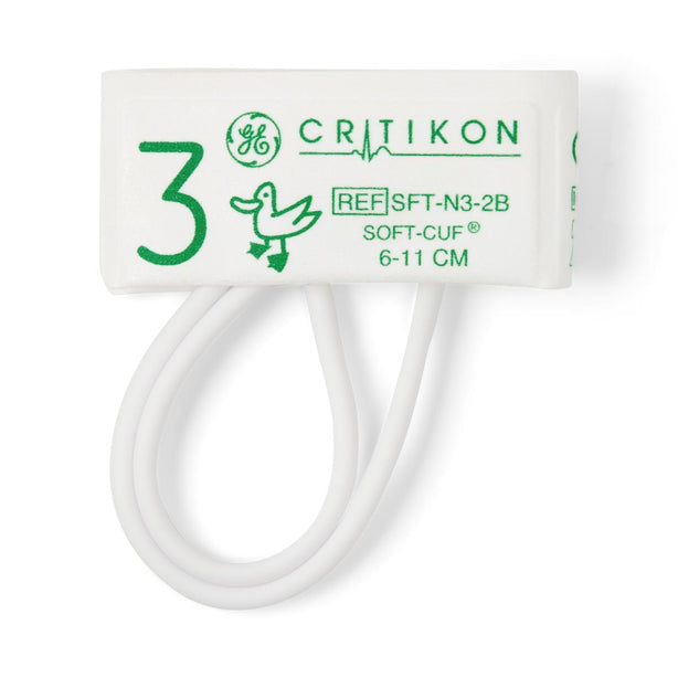 Ge Soft-Cuf Blood Pressure Cuff with 2-Tube Neo-Snap Connector, Green, Neonatal 3 - SFT-N3-2B - 20 Each
