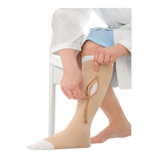 40 mmHg Compression Rating UlcerCare Left Zipper Compression Stocking with Liner Set, Beige, Size 2XL, Venous Ulcer Stocking/Liner - 114489 - 1 Each