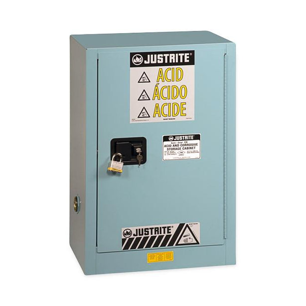 Justrite Sure-Grip EX Corrosive-Acid Steel 891202 Safety Cabinet, 30GAL, 2 Door, Blue - MDL-JUS891202 - 1 Each