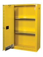 Justrite 894580 Yellow Flammable Material Cabinet with Bifolding Doors, Self Close, 45 gal. Capacity - MDL-JUS894580 - 1 Each