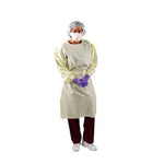 Spuncare Aami Level 2 Full-Back Polypropylene Sms Lightweight Isolation Gown with Elastic Wrists, Yellow, Universal, PP - 13962 - 10 Each