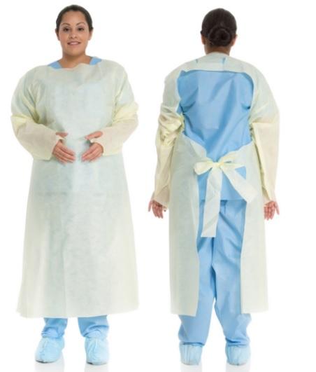Halyard Tri-Layer Over-The-Head Isolation Gown, Yellow, Universal - 32574 - 120 Each