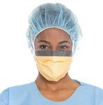 Halyard FLUIDSHIELD Wrap and Surgical Mask, Anti-Fog, with Splashguard Visor, Level 3, Orange - 48247 - 100 Each