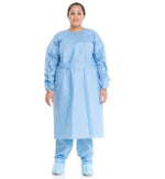 Halyard 2 Tri-Layer 54310 Disposable AAMI Level 3 SMS Heavyweight Isolation Gown with Elastic Wrists and Full-Back, Blue, Size L - MDL-K-C54310CS - 100 Each