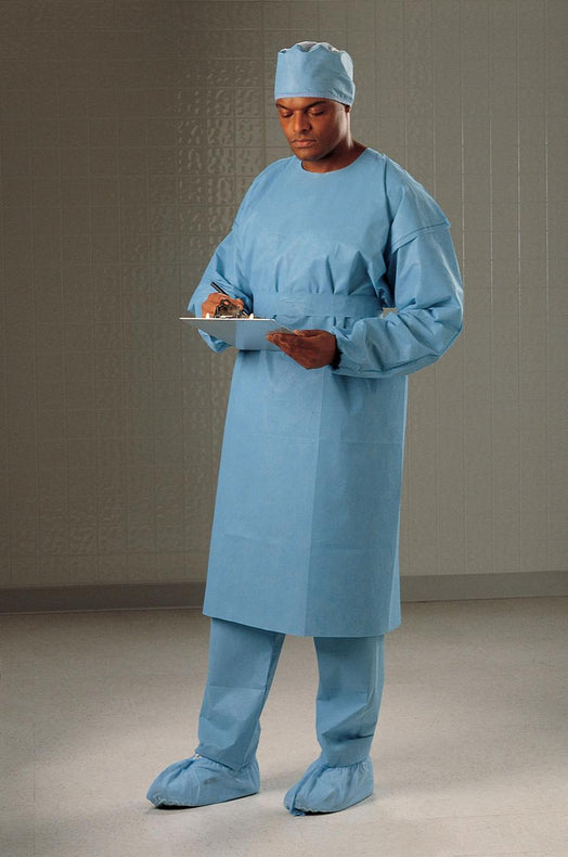 Halyard Fluid-Resistant Procedure Gown with Knit Cuffs, Blue, Size XL - 69028 - 10 Each