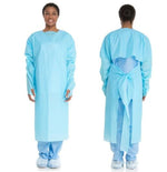 Halyard PE Isolation Thumb Loops Impervious Gown with Plastic Film and Open-Back, Blue, Size XL - 69316 - 1 Each