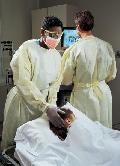 Tri-Layer Spunbond Cover Gown with Full-Back, Yellow, Size XL, Lightweight Elastic Wrists - 69988 - 100 Each