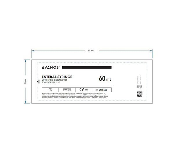 Avanos Medical ENFit Enteral Syringe, with Unfit Connector, Sterile, 60 mL, 50 - SYR-60S - 1 Each