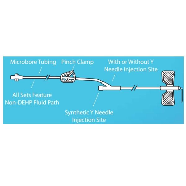 Kawasumi Labs America PI01Y91 Huber Winged Infusion Set, 8" Microbore Tubing, 19G x 1" - MDL-KAWPI01Y91 - 100 Each